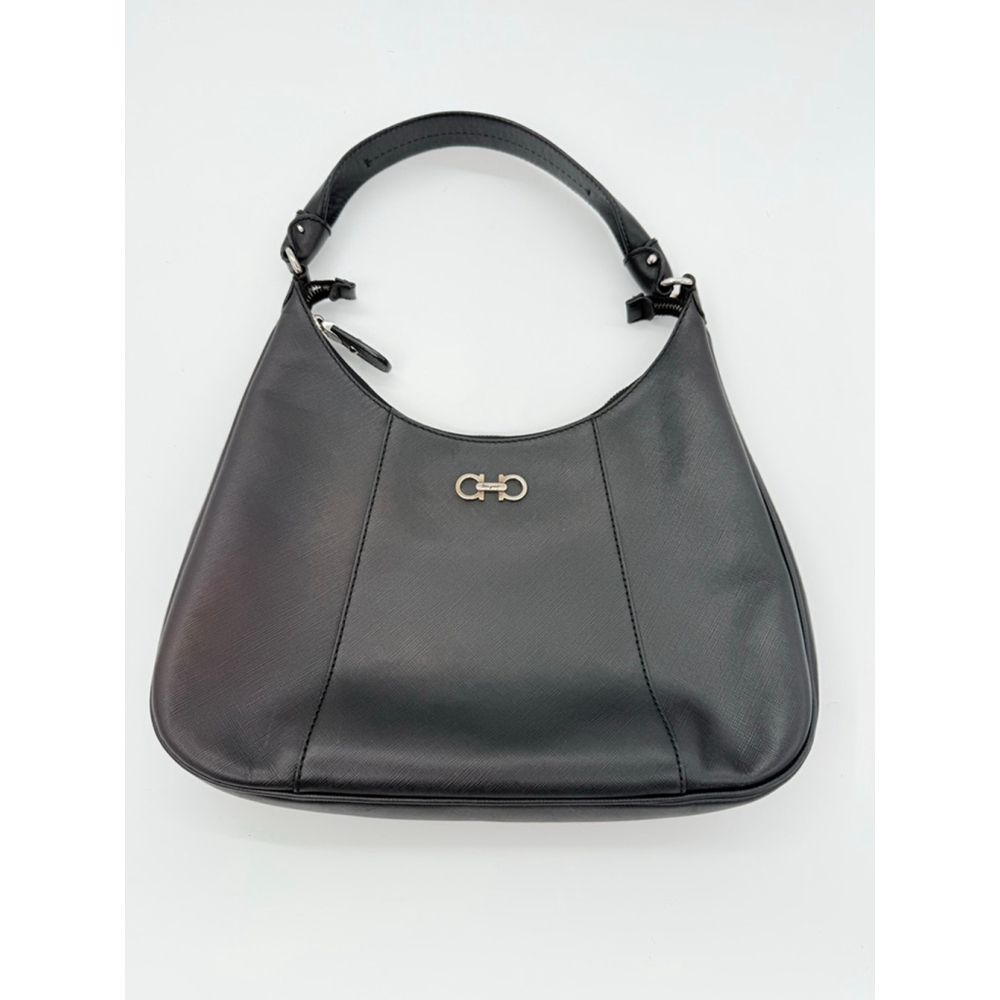 Salvatore Ferragamo Gancini Romana Leather Shoulder Bag